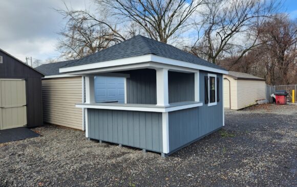 10x14 Pool Cabana - Bar Counter, Hip Roof, Transom Glass - Stock #13-26, $8913