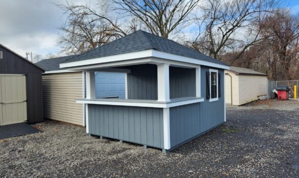 10x14 Pool Cabana - Bar Counter, Hip Roof, Transom Glass - Stock #13-26, $8913