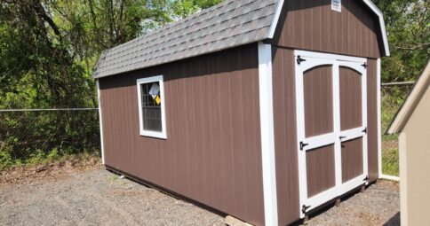 10x18 Painted Wood Dutch Barn Shed - Lofts, Arched Doors - Stock #22-26, $6450