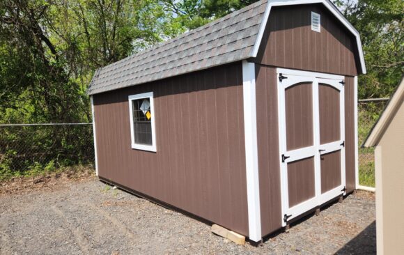 10x18 Painted Wood Dutch Barn Shed - Lofts, Arched Doors - Stock #22-26, $6450