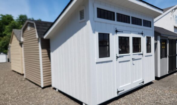 8x12 Painted Wood Lean-To Studio - Transom Glass, Windows - Stock #48-26, $5701