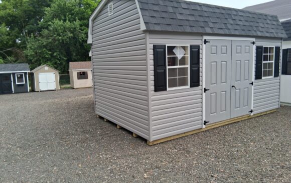 10x16 Vinyl Dutch Barn Shed - Lofts, 7’ Walls - Stock #54-26, $6485