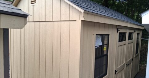 8x16 Wood Cape Shed - Lofts, Transom Glass - Stock #64-26, $5326