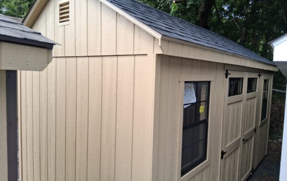 8x16 Wood Cape Shed - Lofts, Transom Glass - Stock #64-26, $5326