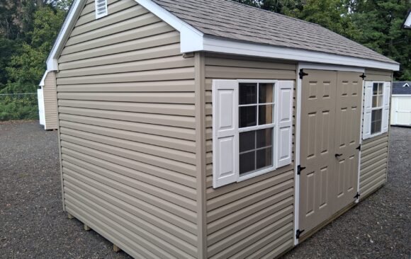 10x16 7’ Vinyl Cape Shed - Painted Doors, Loft - Stock #68-26, $5900