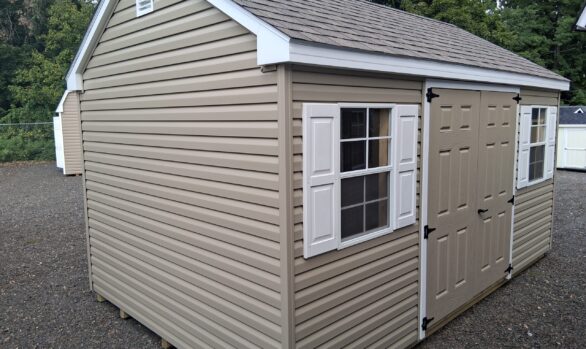 10x16 7’ Vinyl Cape Shed - Painted Doors, Loft - Stock #68-26, $5900