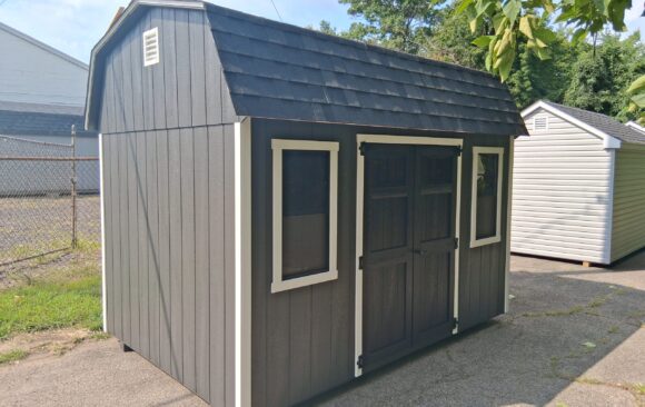 8x12 Wood Dutch Barn Shed - Transom Glass, Lofts - Stock #66-26, $4729
