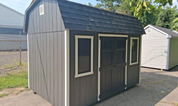8x12 Wood Dutch Barn Shed - Transom Glass, Lofts - Stock #66-26, $4729