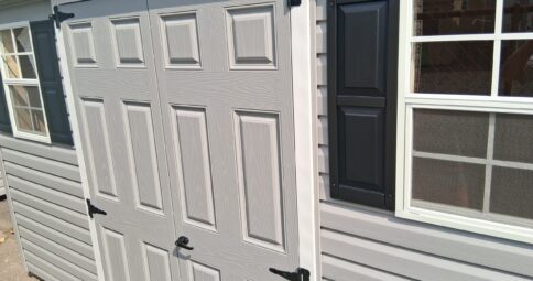 8x12 Vinyl Cape Shed - Painted Doors, Loft - Stock #70-26, $4232