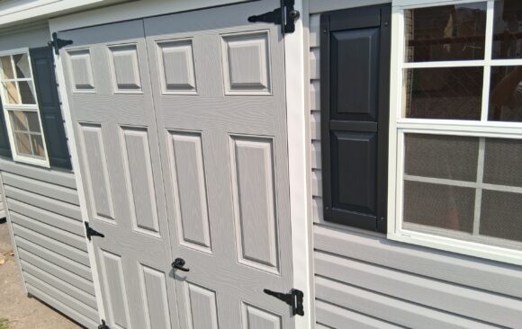 8x12 Vinyl Cape Shed - Painted Doors, Loft - Stock #70-26, $4232