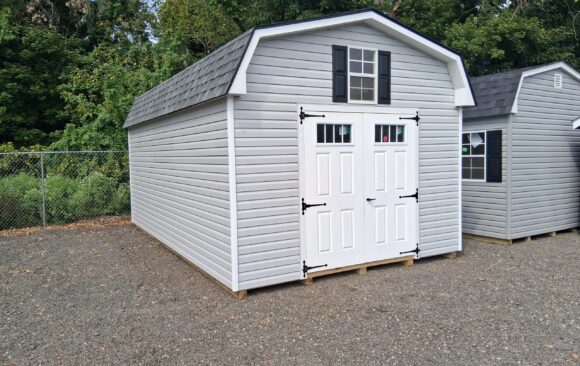 12x20 Vinyl Dutch Barn - Transom Glass, Workbench - Stock #77-26, $8962