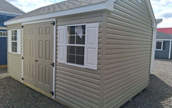 10x16 Vinyl Cape Shed - 7’ Walls, Loft - Stock #88-26, $5900