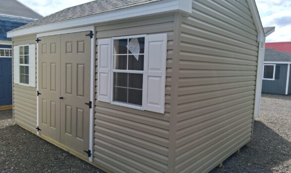 10x16 Vinyl Cape Shed - 7’ Walls, Loft - Stock #88-26, $5900