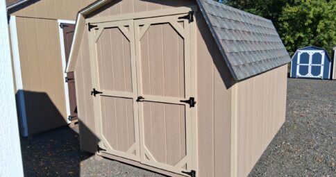 8x10 Wood Mini Barn - Double Doors, Workbench - Stock #43-26, $3042