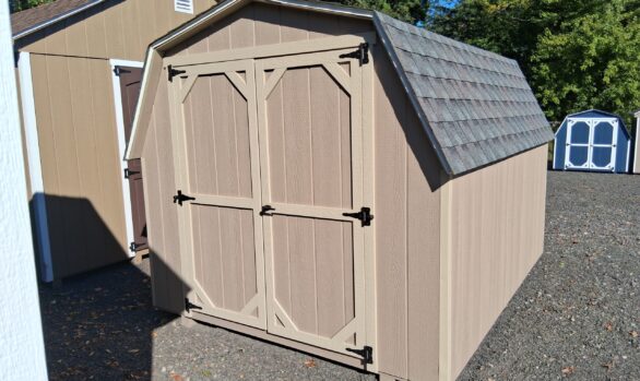 8x10 Wood Mini Barn - Double Doors, Workbench - Stock #43-26, $3042